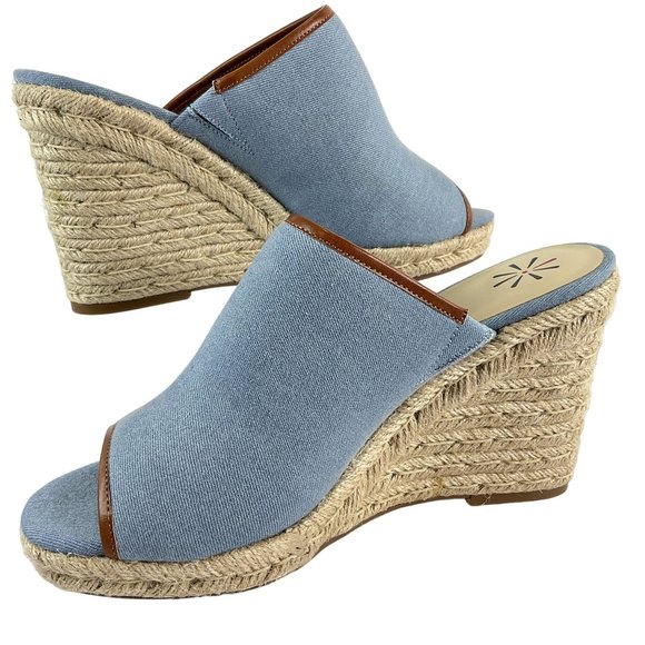 Isaac Mizrahi Shoes Womens Sz 10 Blue Espadrille Erinn 2 Chambray Denim Wedge - Picture 10 of 14